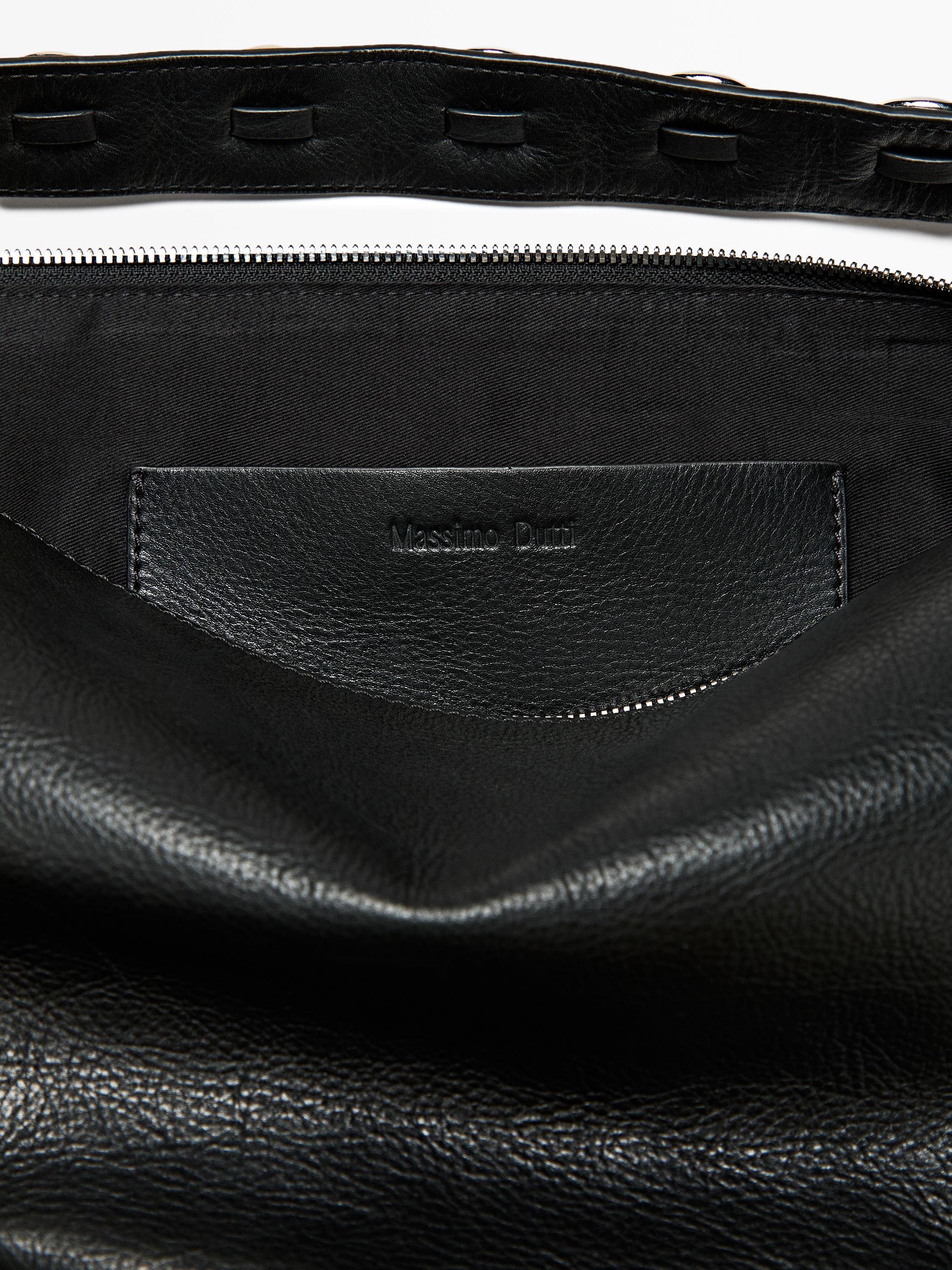 Nappa leather bag with eyelets